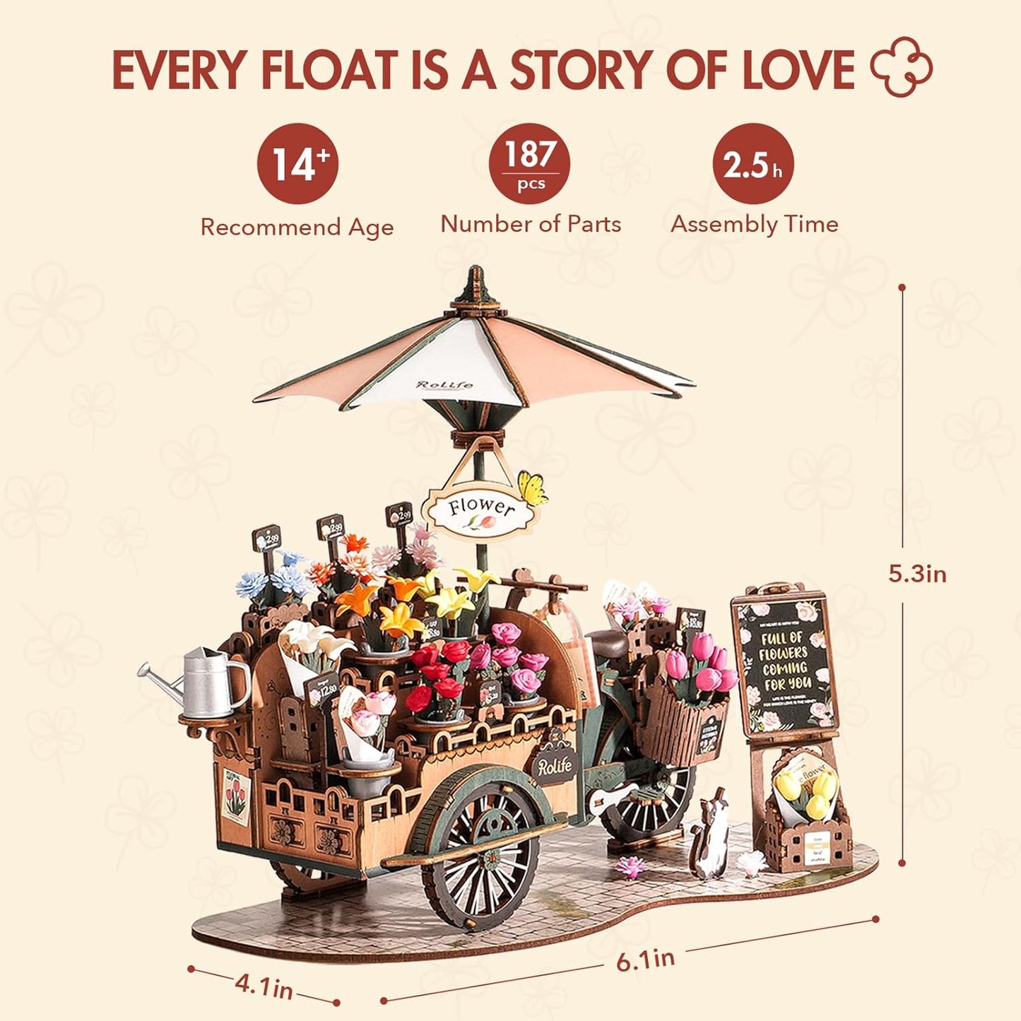 Rolife Blossom Cart 3D Wooden Puzzle TGS03