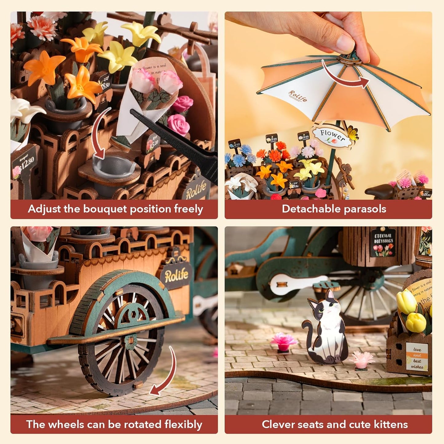 Rolife Blossom Cart 3D Wooden Puzzle TGS03