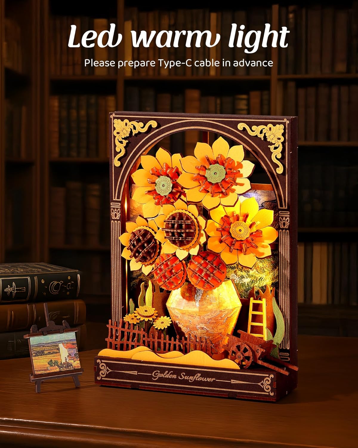 Rowood Golden Sunflower Wall Art 3D Wooden Puzzle TH002