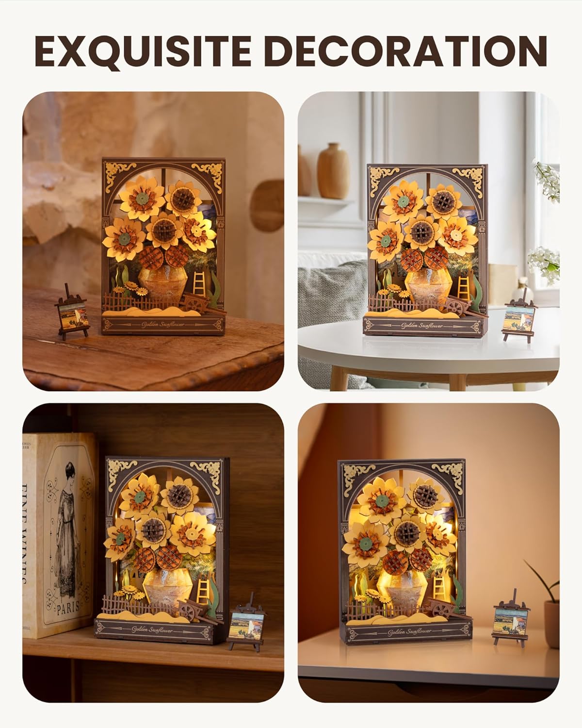 Rowood Golden Sunflower Wall Art 3D Wooden Puzzle TH002