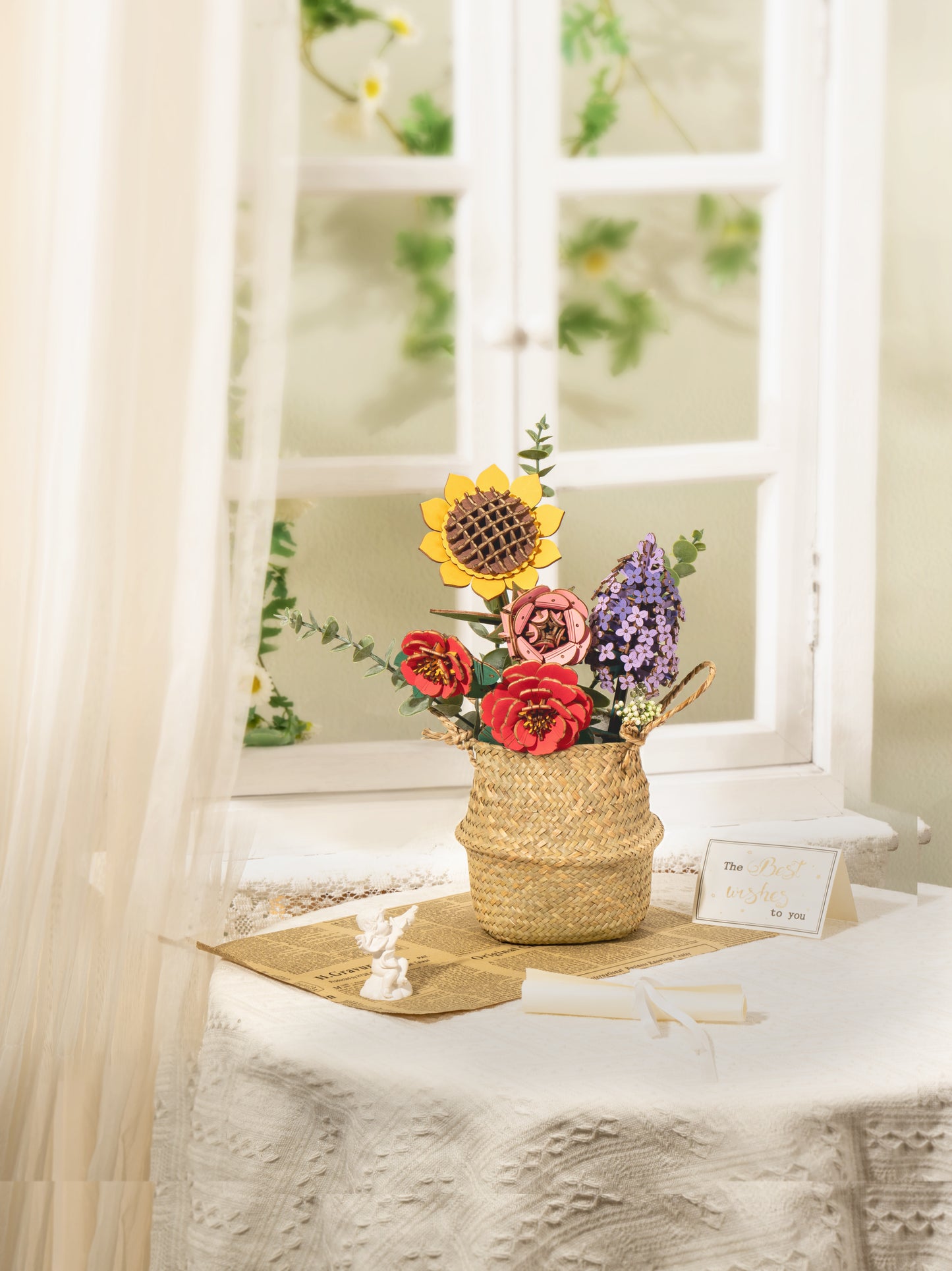 Rowood DIY Wooden Flower Bouquet 3D Wooden Puzzle TW01H