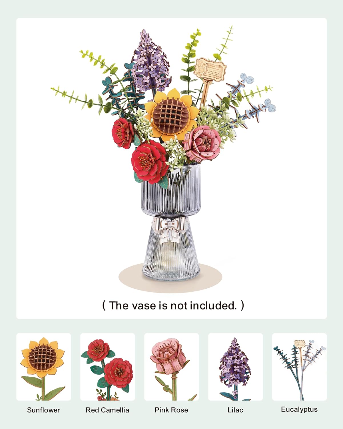 Rowood DIY Wooden Flower Bouquet 3D Wooden Puzzle TW01H