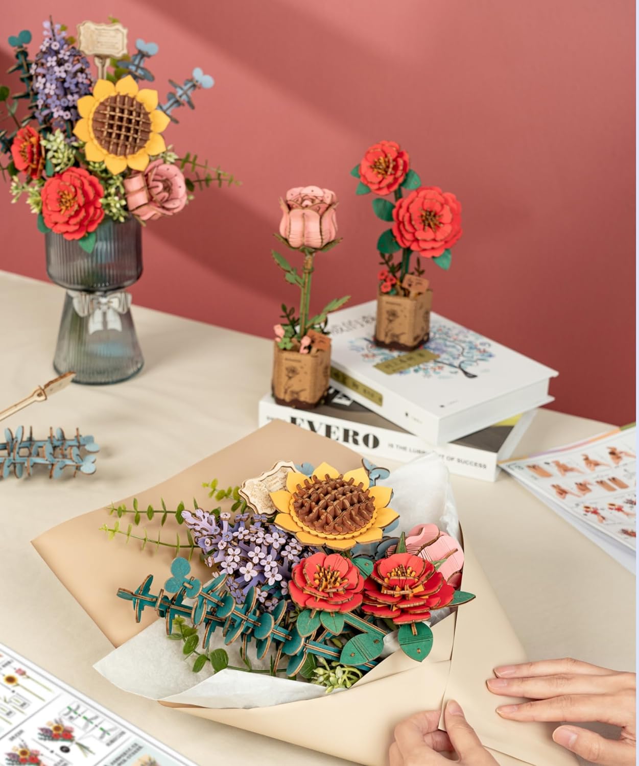 Rowood DIY Wooden Flower Bouquet 3D Wooden Puzzle TW01H