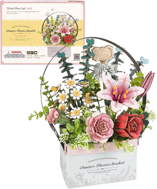 Rowood Wooden Flower Basket DIY 3D Puzzle TW03H