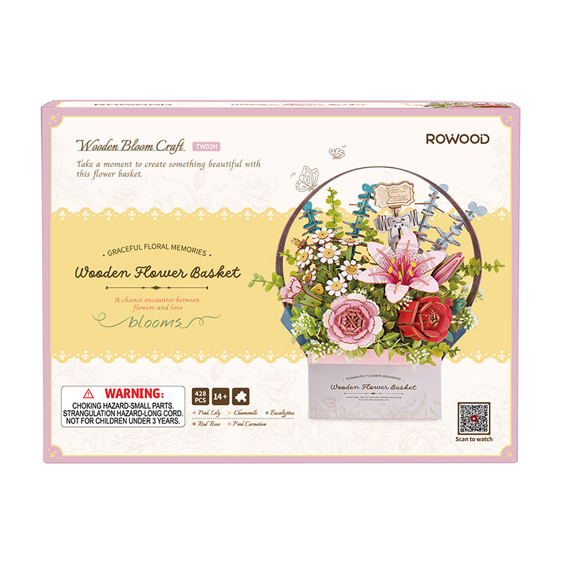 Rowood Wooden Flower Basket DIY 3D Puzzle TW03H