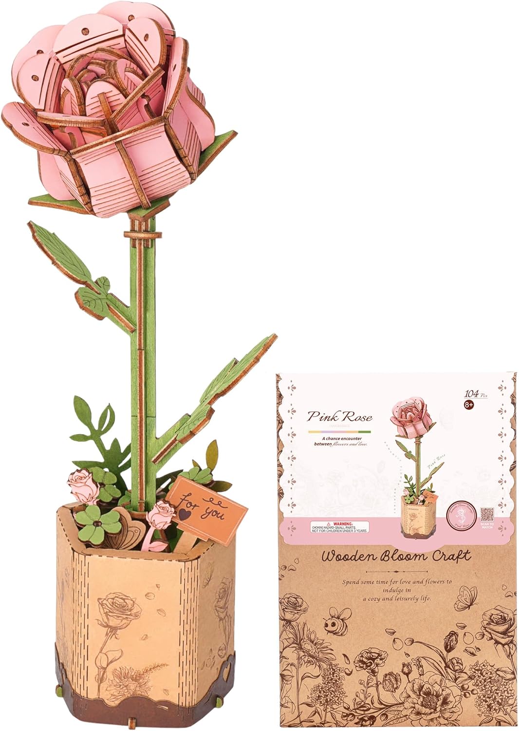 Rowood DIY Wooden Flowers 3D Wooden Puzzle