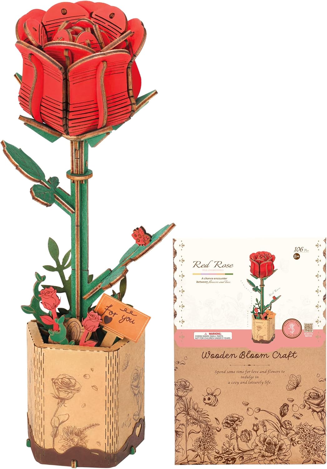 Rowood DIY Wooden Flowers 3D Wooden Puzzle