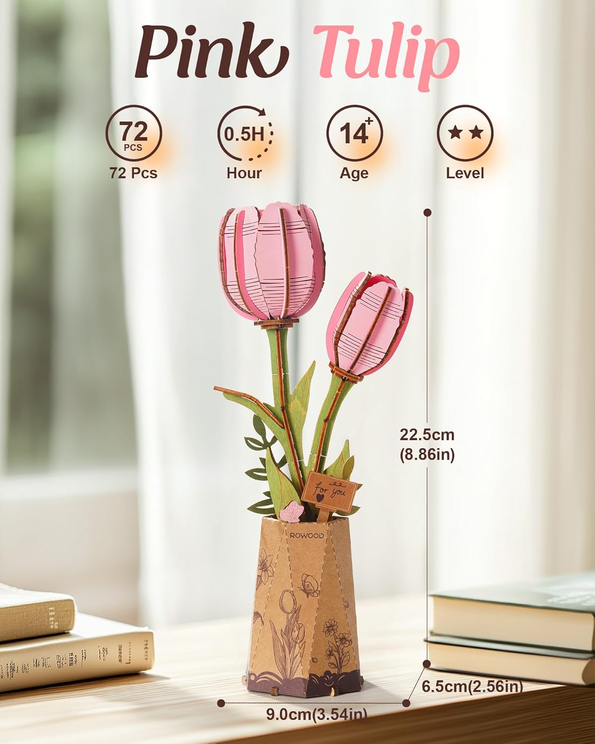 Rowood DIY Wooden Flowers 3D Wooden Puzzle