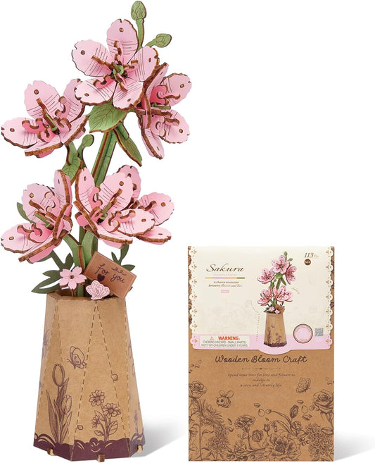 Rowood DIY Wooden Flower Sakura 3D Wooden Puzzle TW101