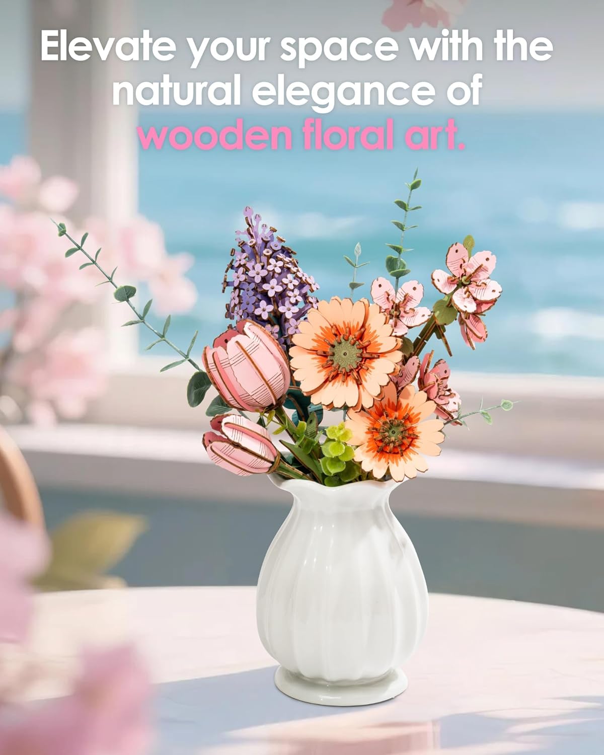 Rowood DIY Wooden Flower Sakura 3D Wooden Puzzle TW101