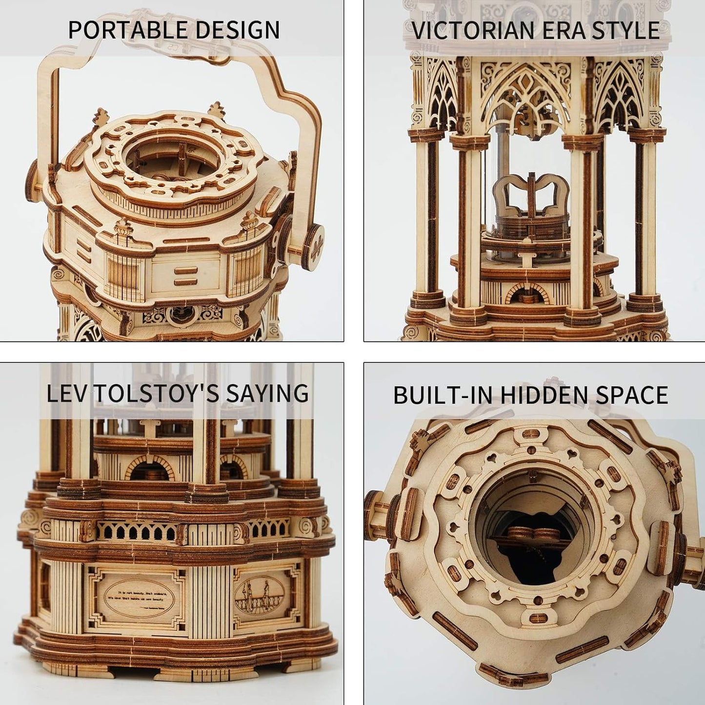 ROKR Victorian Lantern Mechanical Music Box 3D Wooden Puzzle AMK61